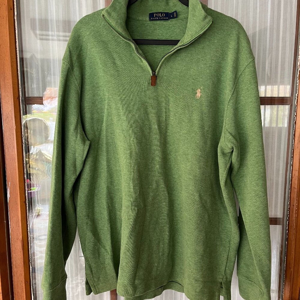 Polo Ralph Lauren Men's Estate-Rib Cotton Quarter-Zip Pullover - Light Green